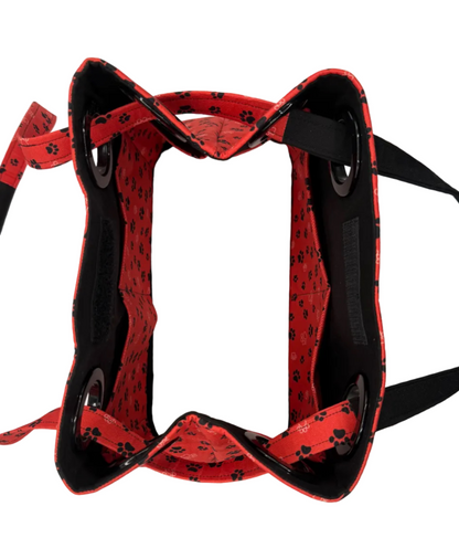 Paw Print Black on Red
