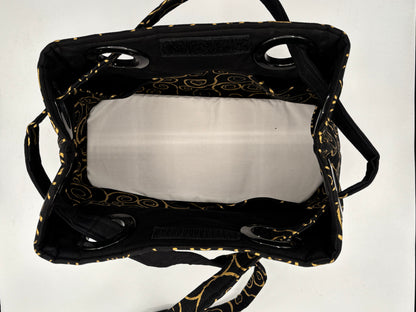 Black with gold swirls